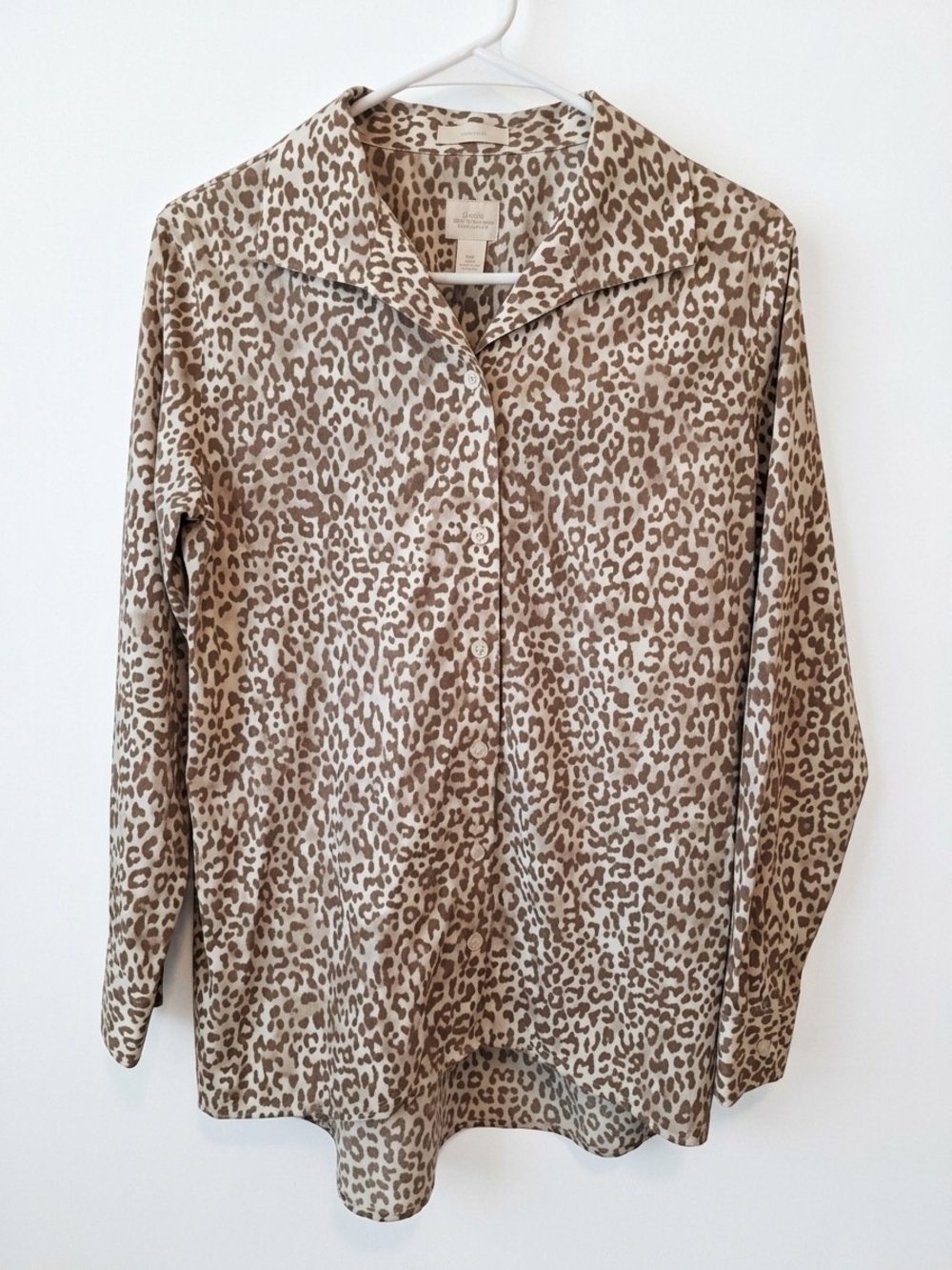 Chico's Beige and Brown Leopard-Print Button Front Jacket